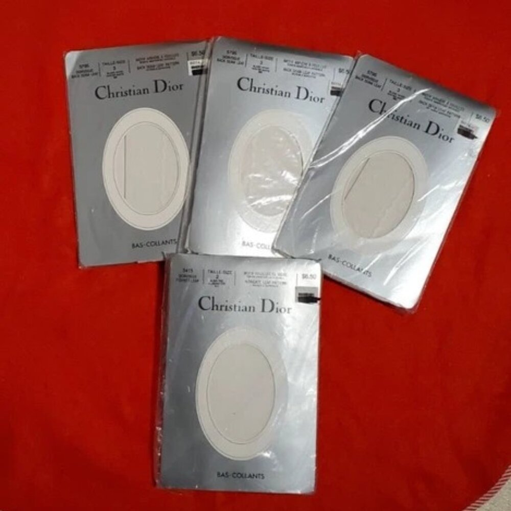 4 VTG Christian Dior Pantyhose Sexy New White 4 PC Lot Size 2&3 - New - Save $